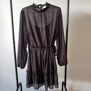 WEDNESDAY ADAMS - LOFT Black Shimmer Mini Dress